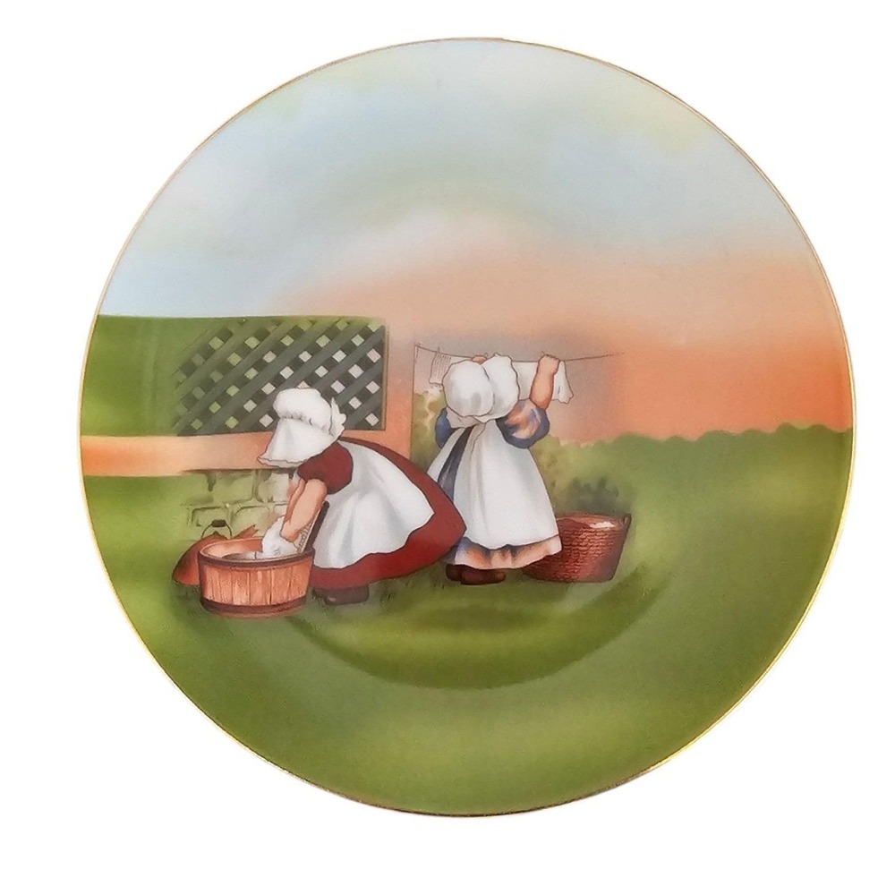Vintage Royal Bayreuth Sun Bonnet Babies Monday Washing‎ Limited Edition 1974